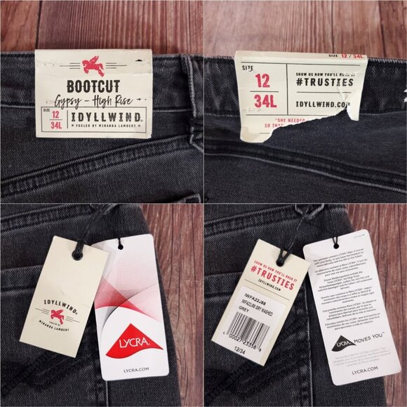 NWT Idyllwind Womens 12 Twelve South Wash Down High Risin Lace-Up Bootcut Jeans - Picture 10 of 15